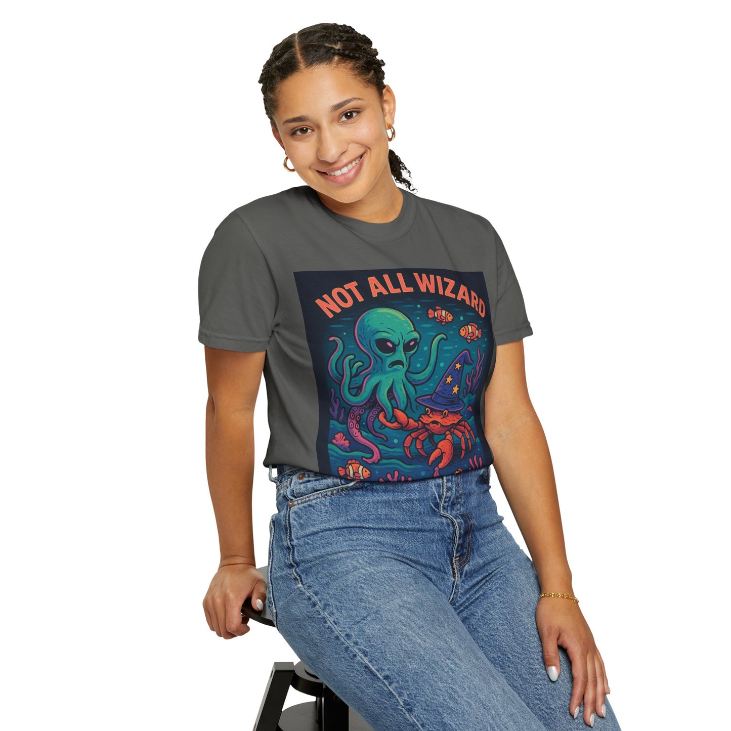 Funny Octopus & Crab T-Shirt - "Not All Wizards Have Beards"