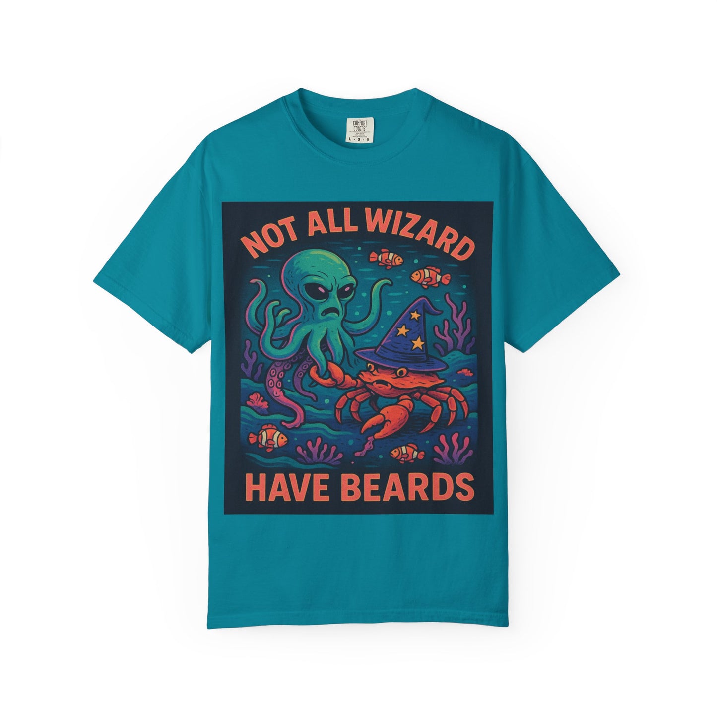 Funny Octopus & Crab T-Shirt - "Not All Wizards Have Beards"