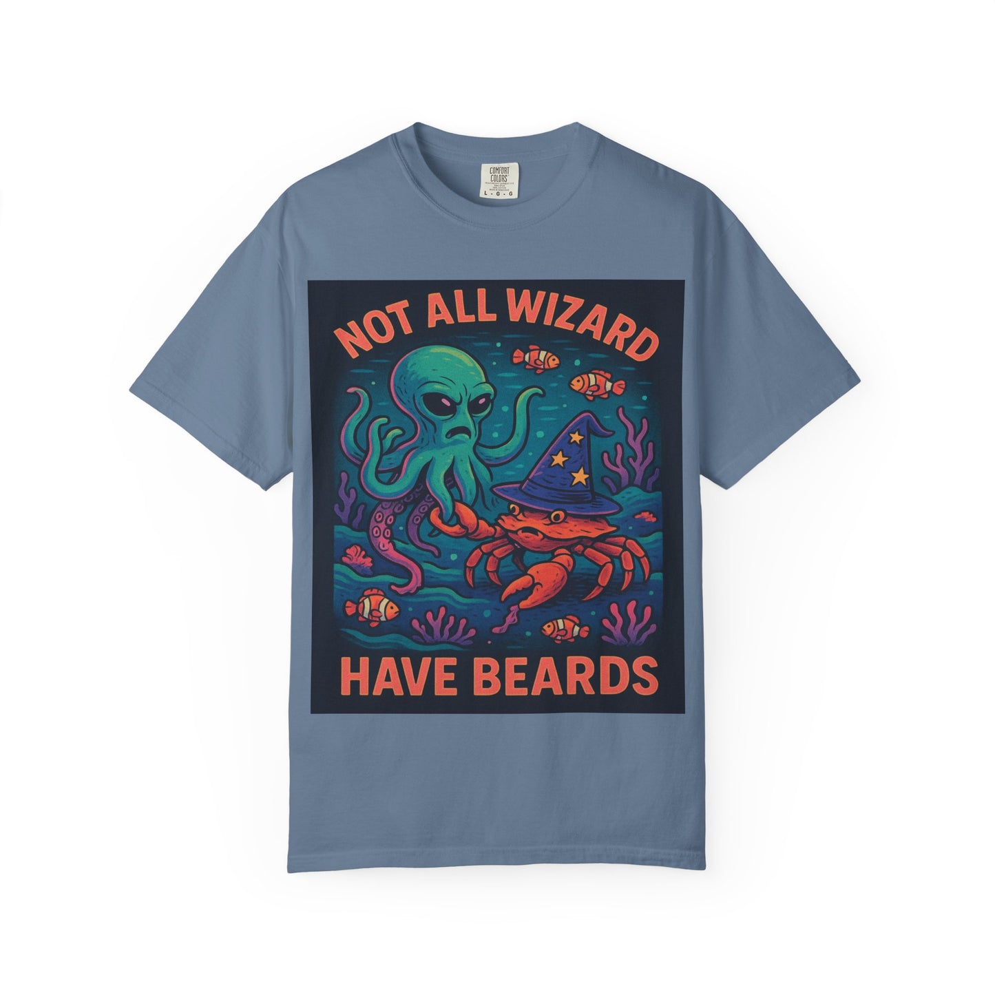 Funny Octopus & Crab T-Shirt - "Not All Wizards Have Beards"