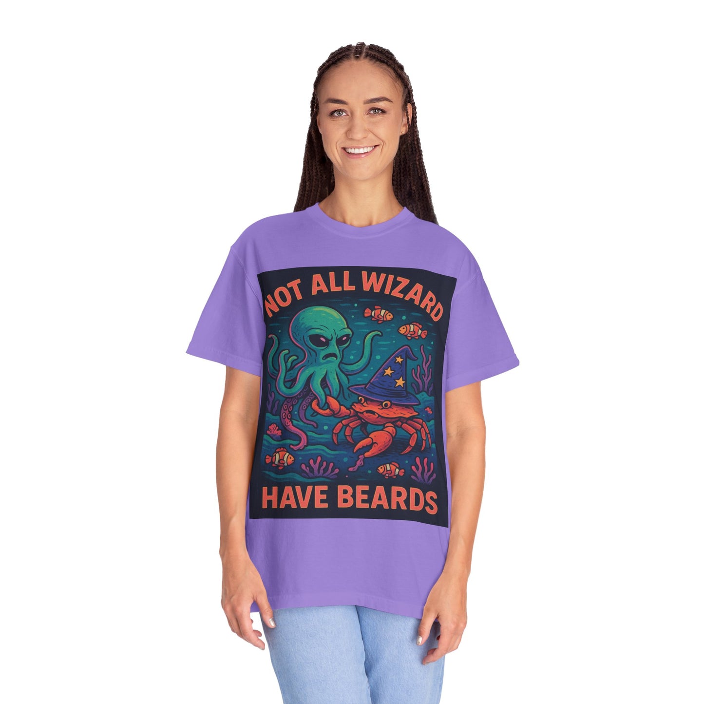 Funny Octopus & Crab T-Shirt - "Not All Wizards Have Beards"