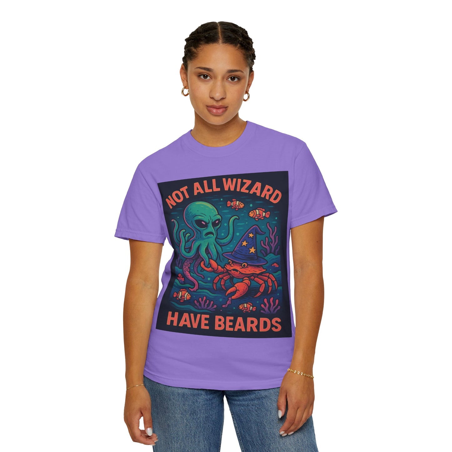 Funny Octopus & Crab T-Shirt - "Not All Wizards Have Beards"