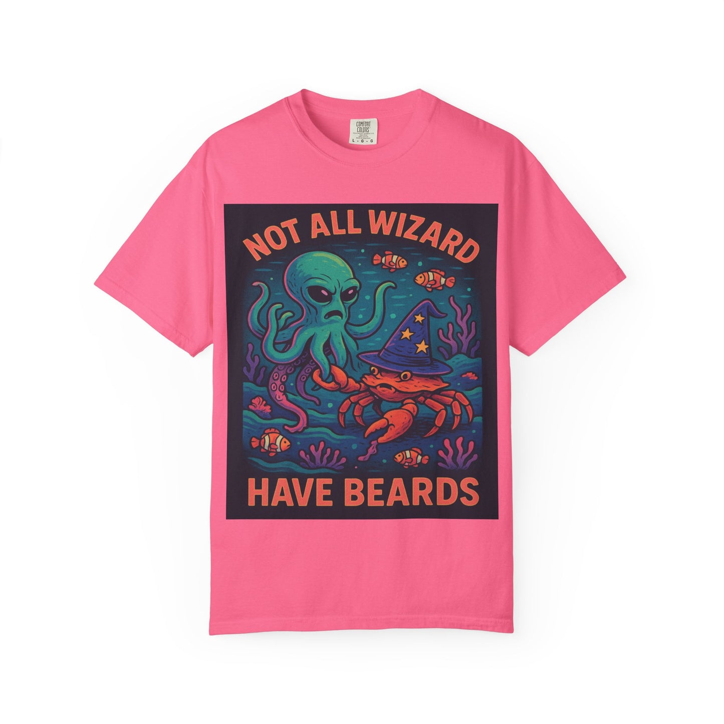 Funny Octopus & Crab T-Shirt - "Not All Wizards Have Beards"
