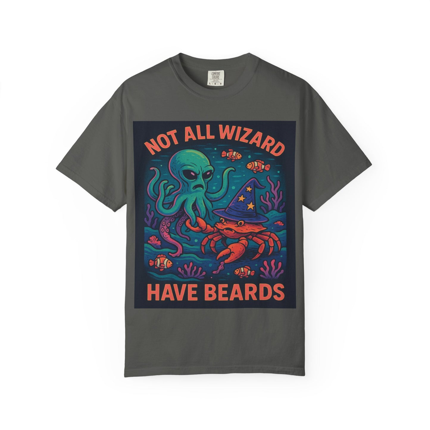 Funny Octopus & Crab T-Shirt - "Not All Wizards Have Beards"