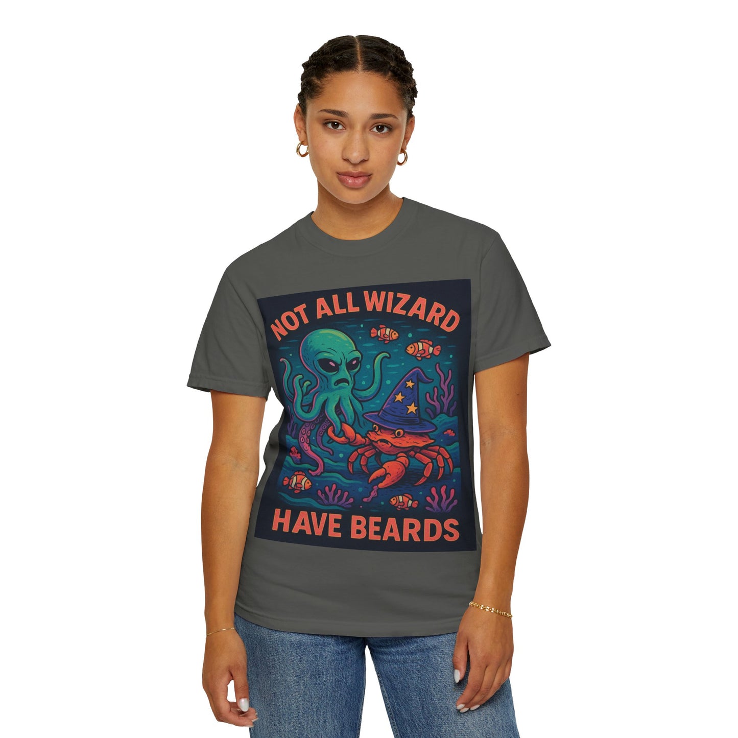 Funny Octopus & Crab T-Shirt - "Not All Wizards Have Beards"