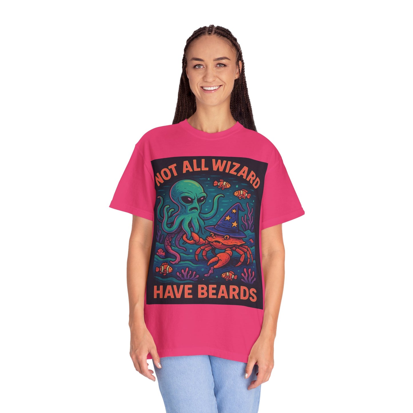 Funny Octopus & Crab T-Shirt - "Not All Wizards Have Beards"