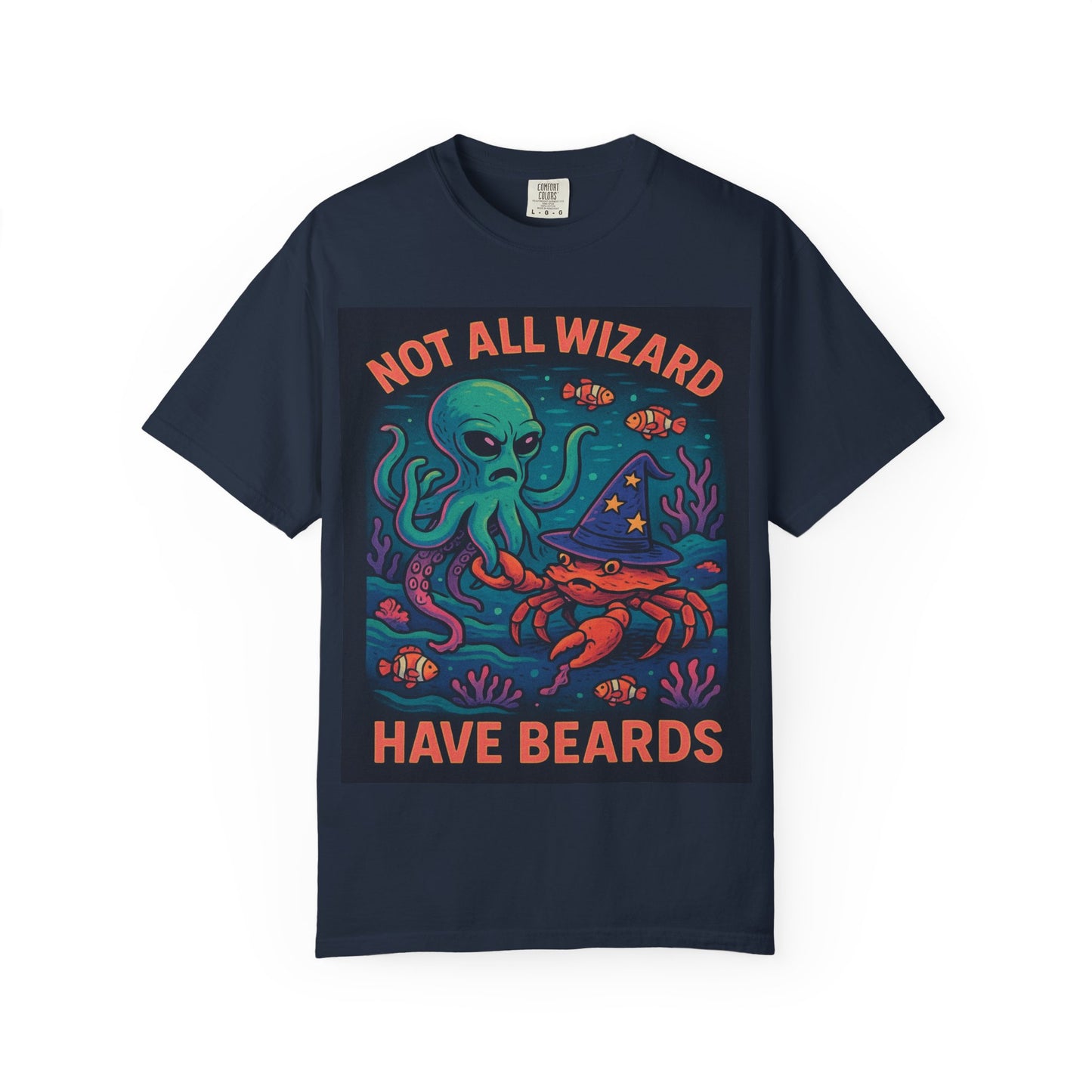 Funny Octopus & Crab T-Shirt - "Not All Wizards Have Beards"