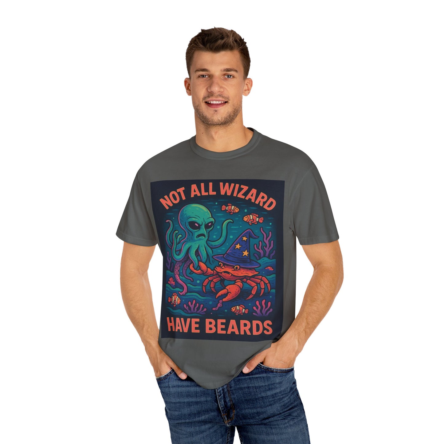 Funny Octopus & Crab T-Shirt - "Not All Wizards Have Beards"
