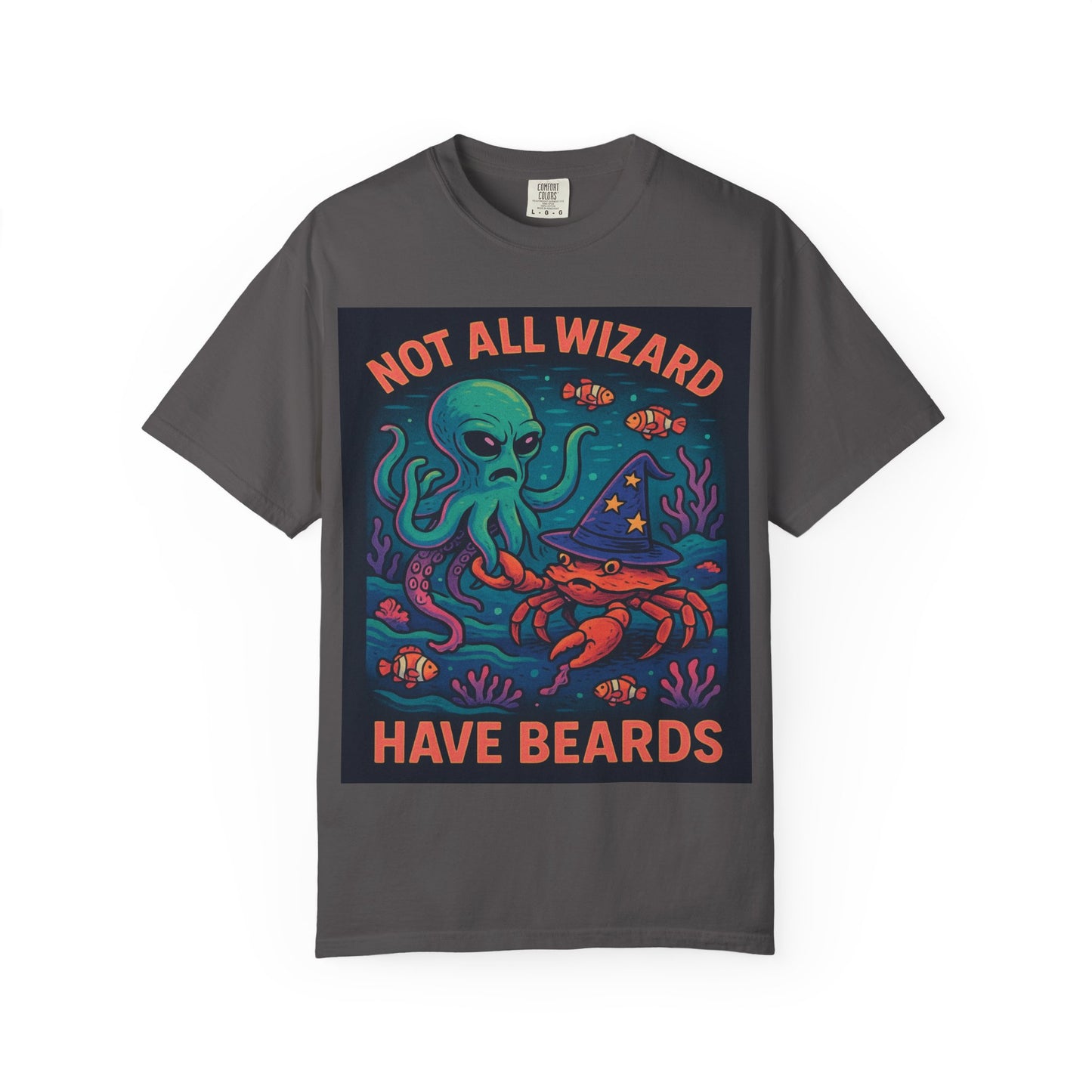 Funny Octopus & Crab T-Shirt - "Not All Wizards Have Beards"