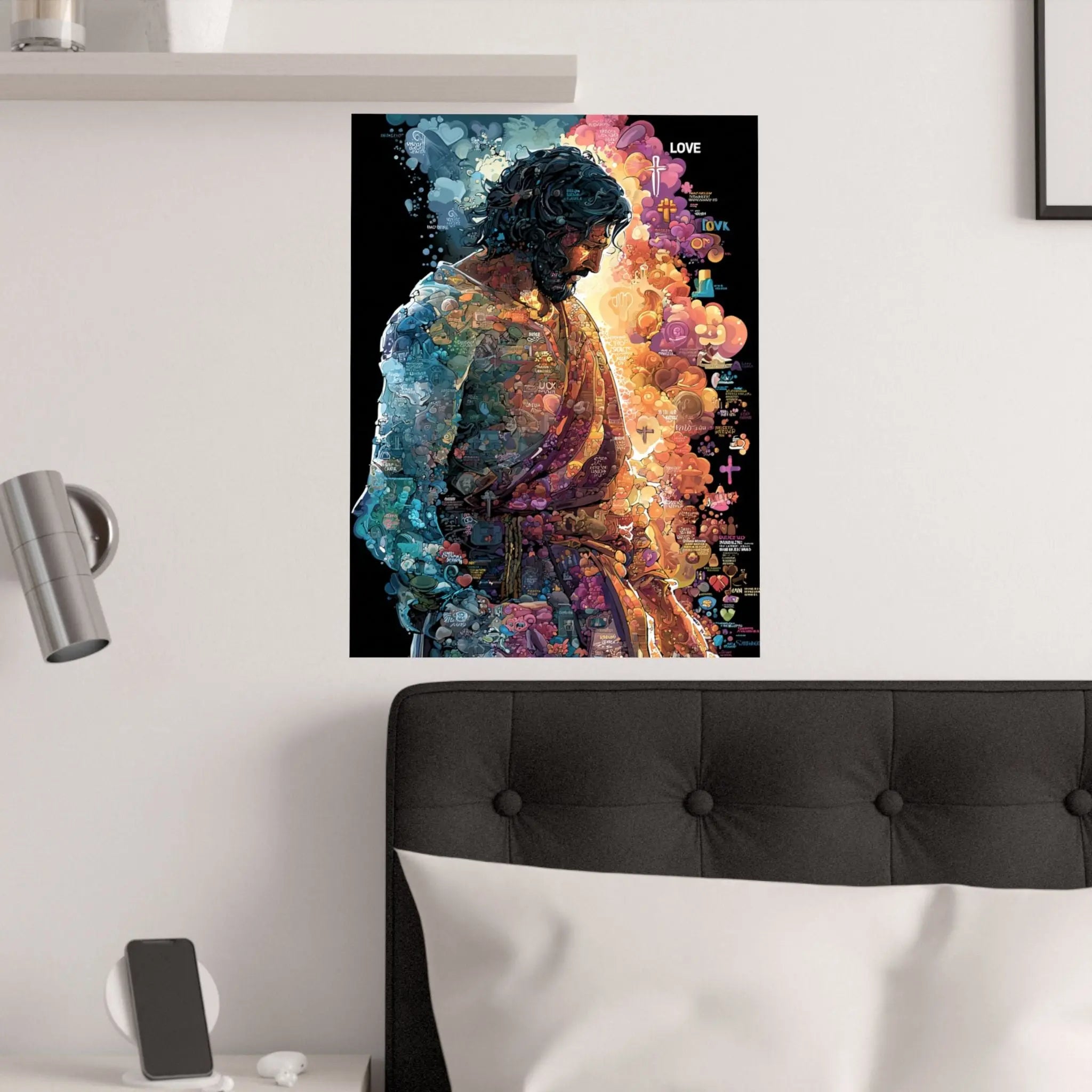 Satin Poster — Colorful Jesus Portrait Art Print (210gsm) Printify