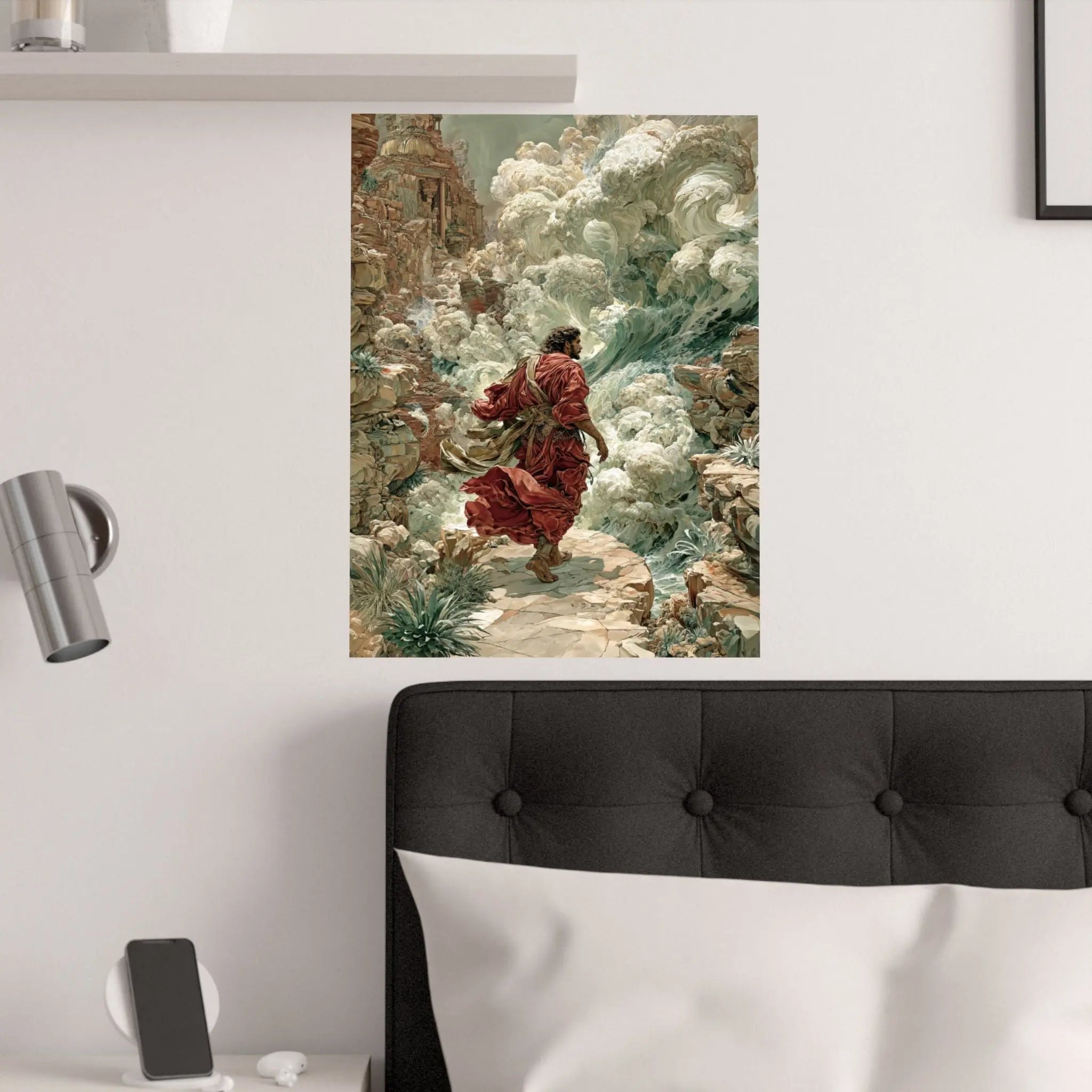 Satin Poster – Dramatic Biblical Parting of the Red Sea Art Print Printify