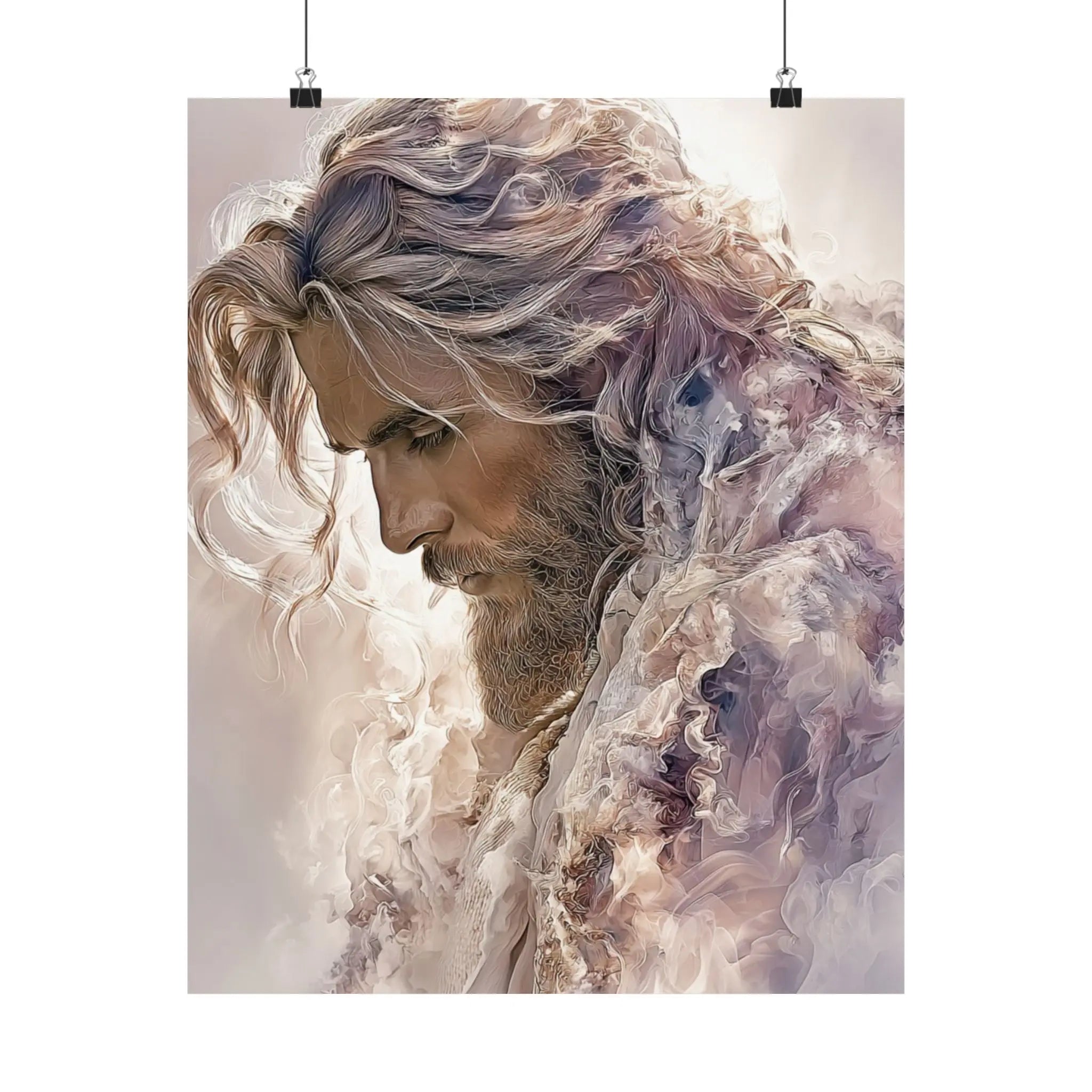 Satin Poster — Ethereal Jesus Figure Art Print (210gsm) Printify