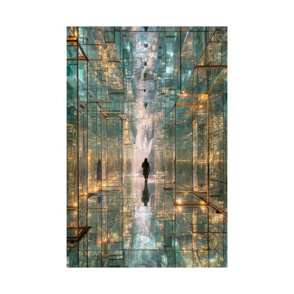 Mirrored Lightscape Satin Poster — Surreal City Reflection Wall Art Printify