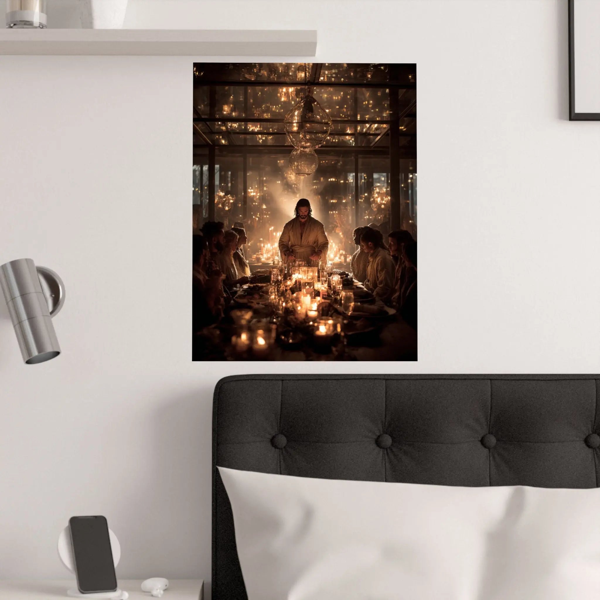 Satin Poster — Candlelit Dinner Scene Wall Art (210gsm) Printify