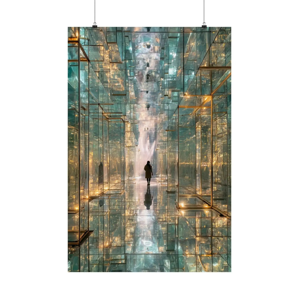 Mirrored Lightscape Satin Poster — Surreal City Reflection Wall Art Printify