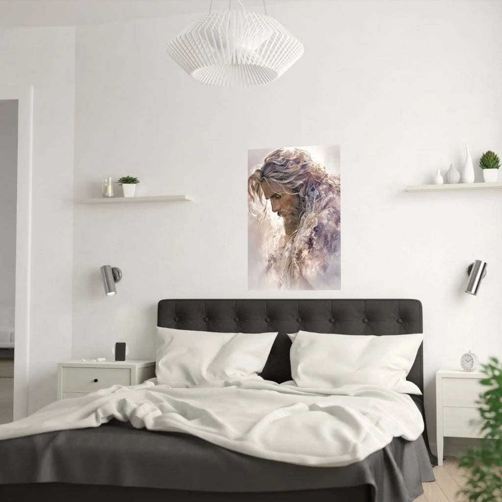 Satin Poster — Ethereal Jesus Figure Art Print (210gsm) Printify