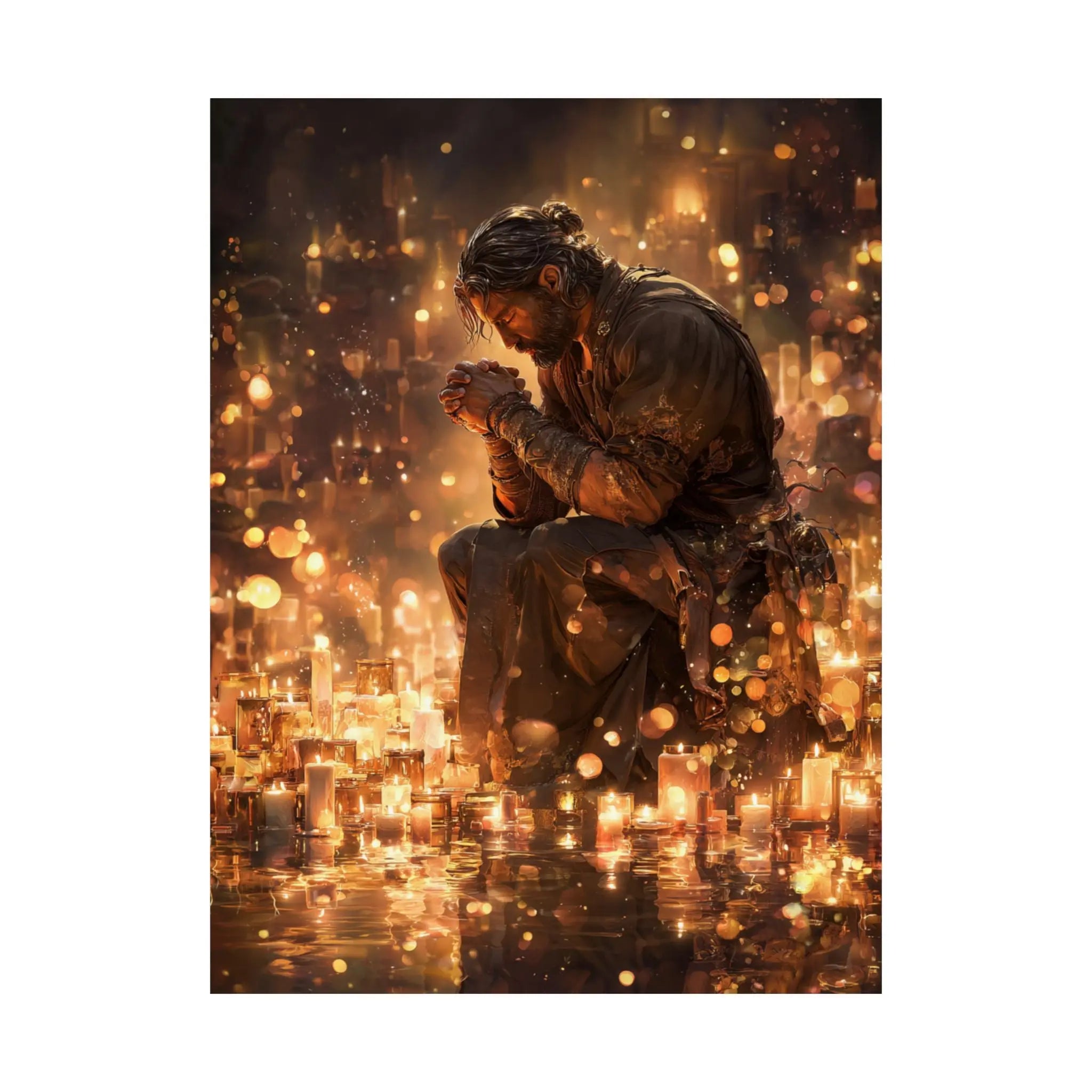 Satin Poster — Reflective Soldier Prayer Art Print (210gsm) Printify