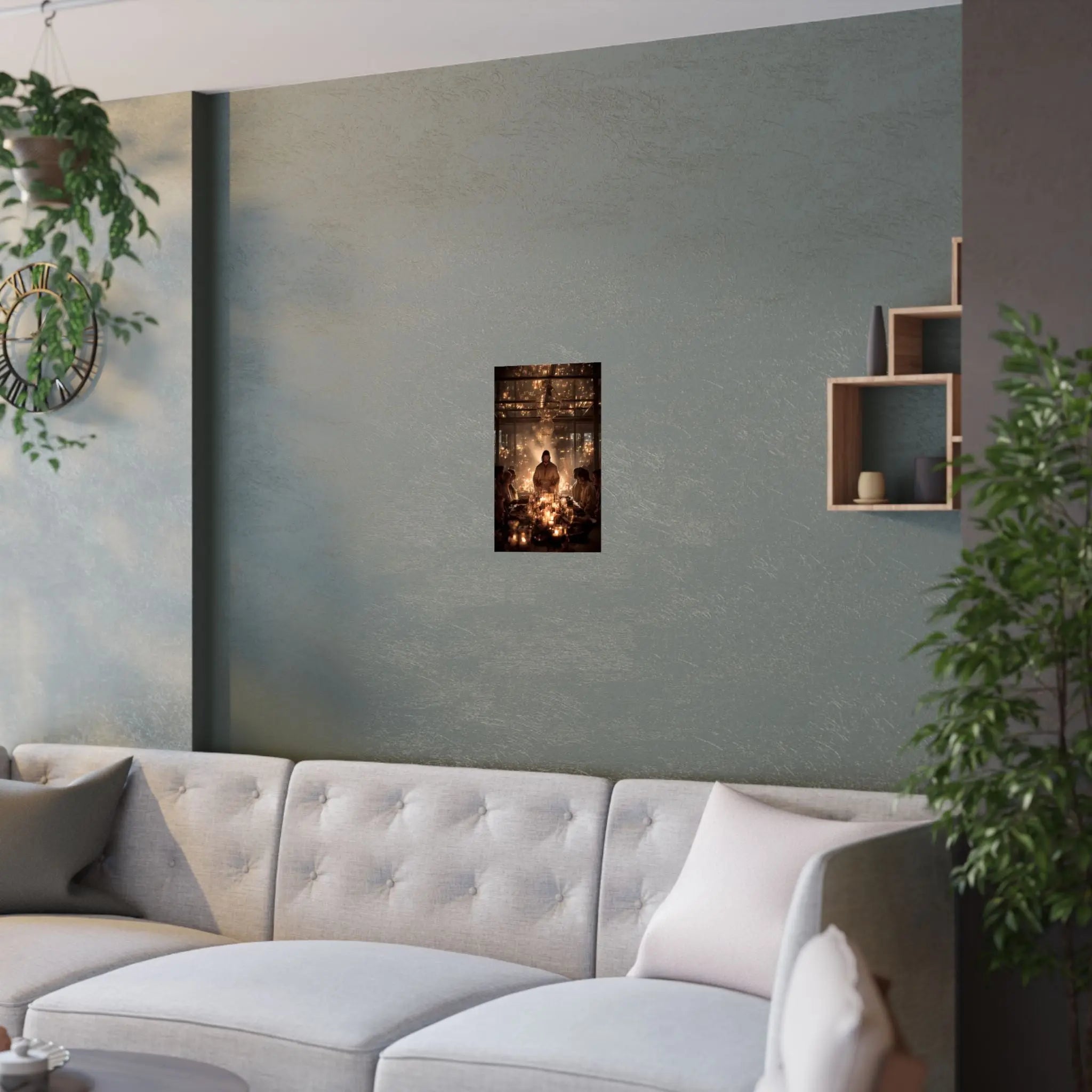 Satin Poster — Candlelit Dinner Scene Wall Art (210gsm) Printify