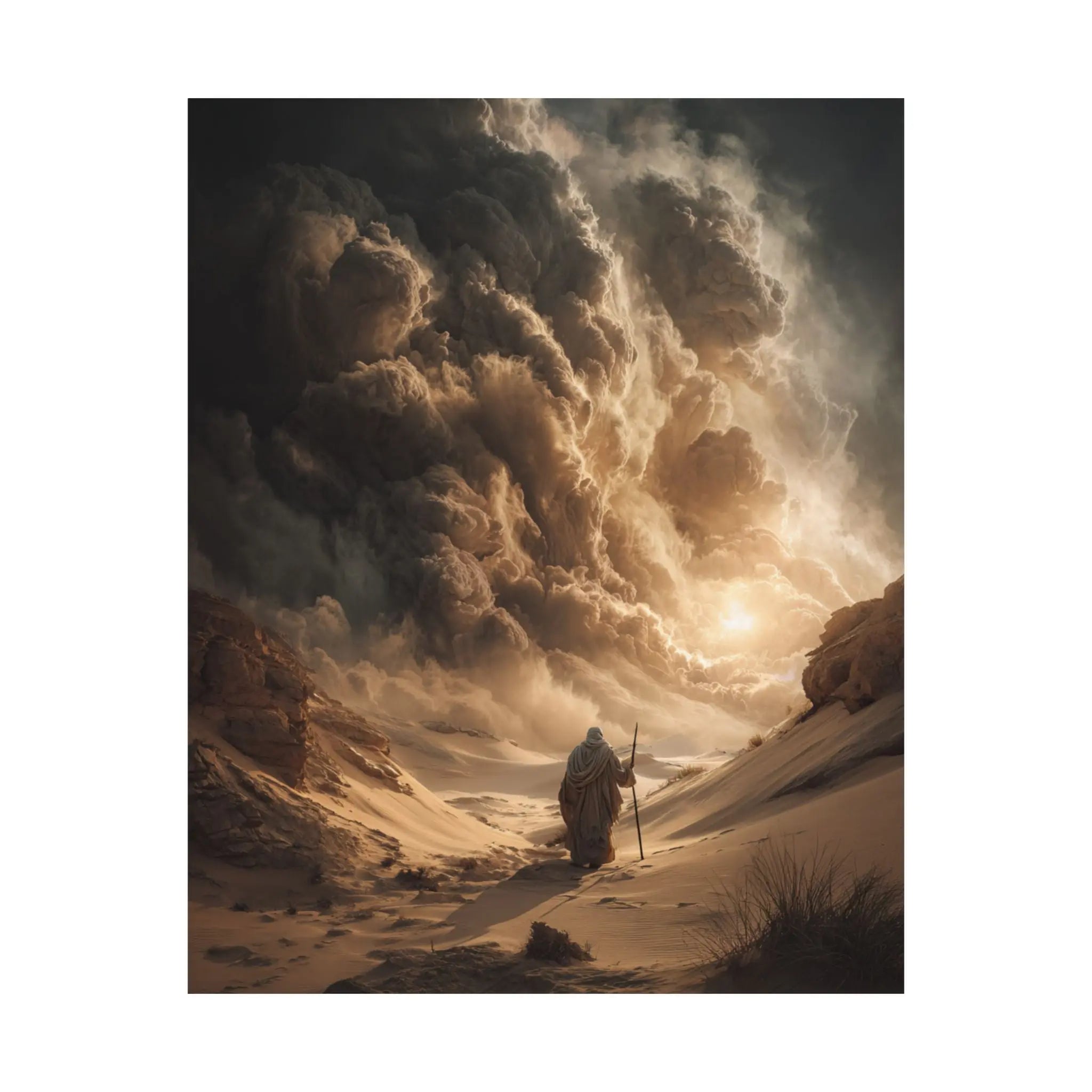 Satin Poster — Desert Pilgrim Fantasy Landscape Art Print Printify