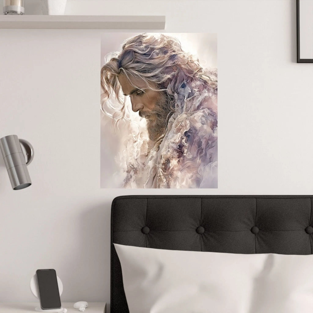 Satin Poster — Ethereal Jesus Figure Art Print (210gsm) Printify