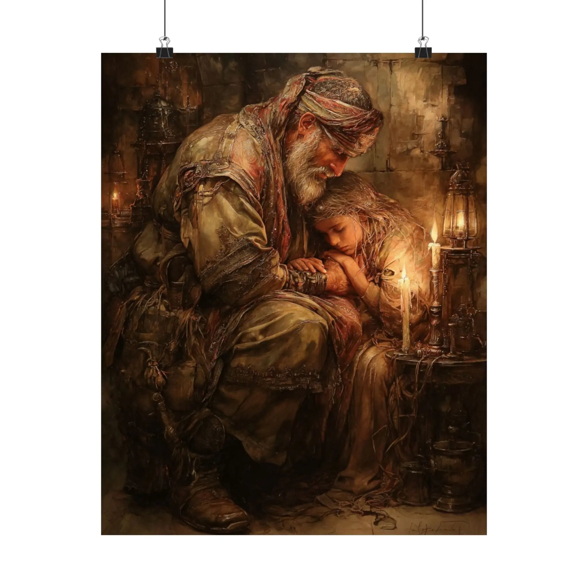 Satin Poster — Warm Rustic Nativity Scene Art Print Printify