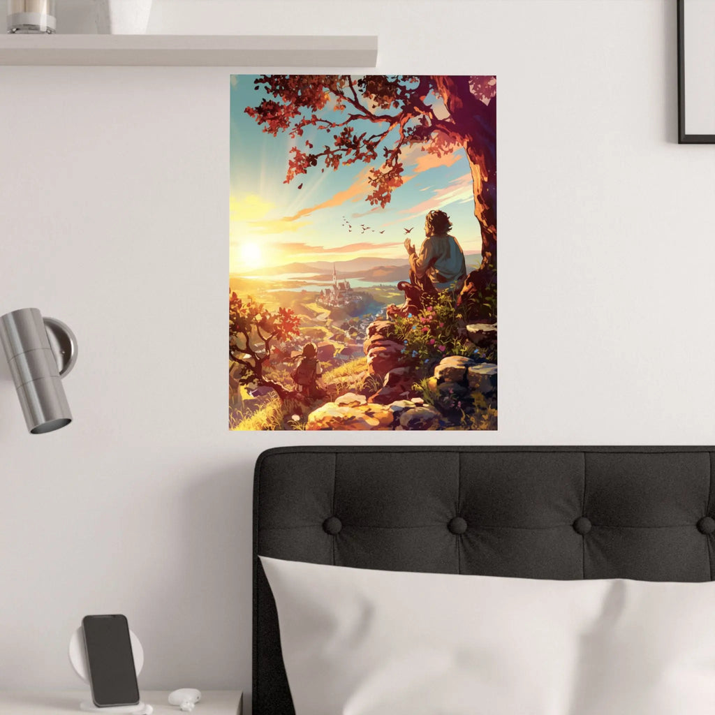 Satin Poster — Serene Sunrise Landscape Art Print Printify