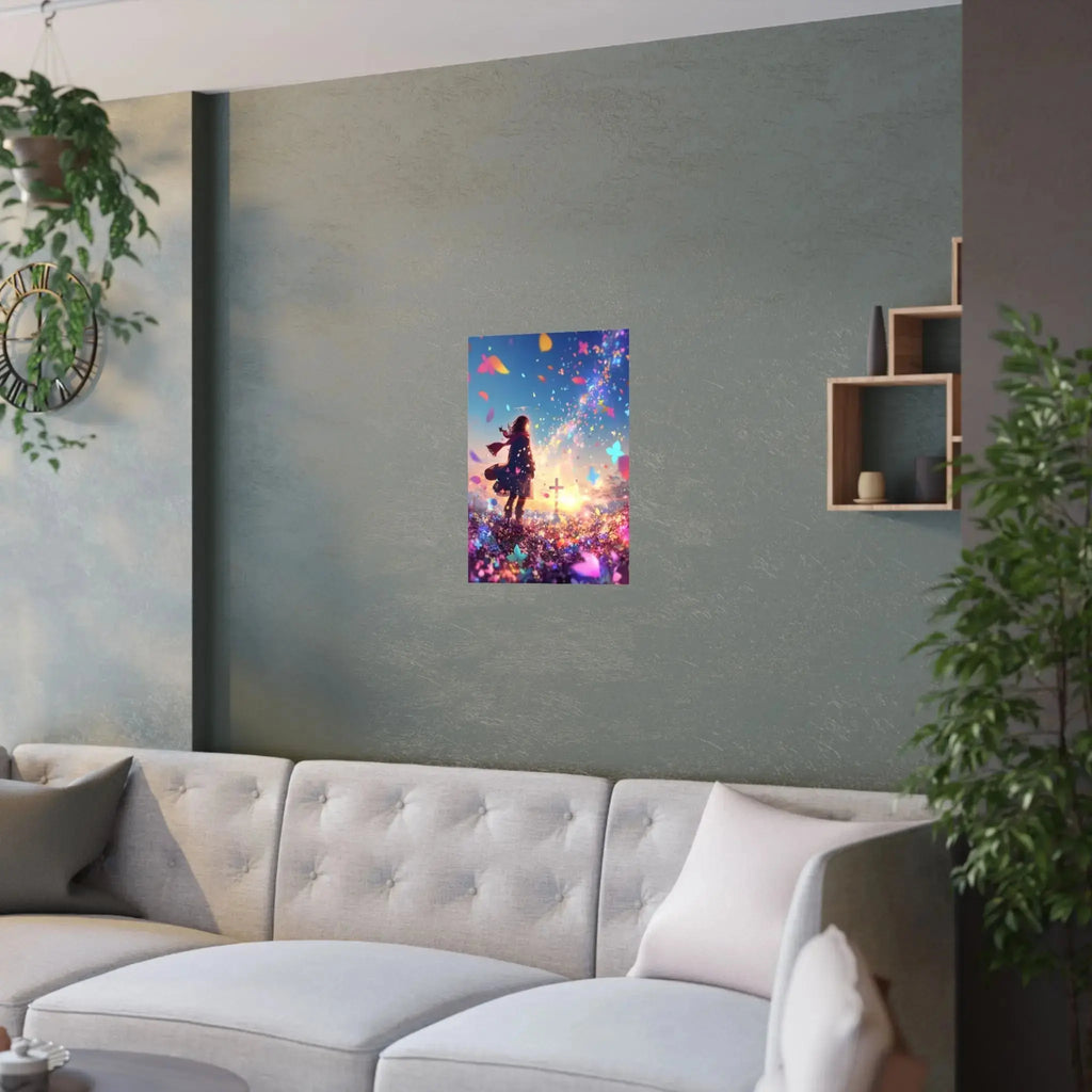 Satin Poster — Dreamscape Girl with Butterflies (210gsm Satin Print) Printify