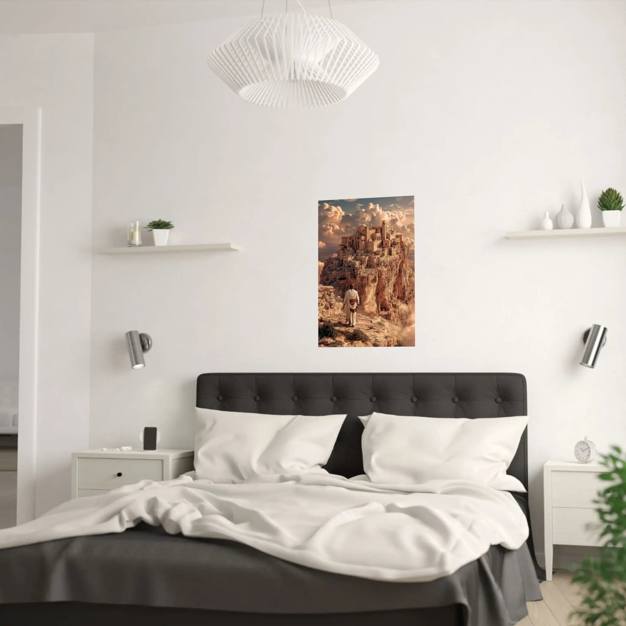 Satin Poster — Pilgrim Journey to Ancient Cliff City (210gsm) Printify