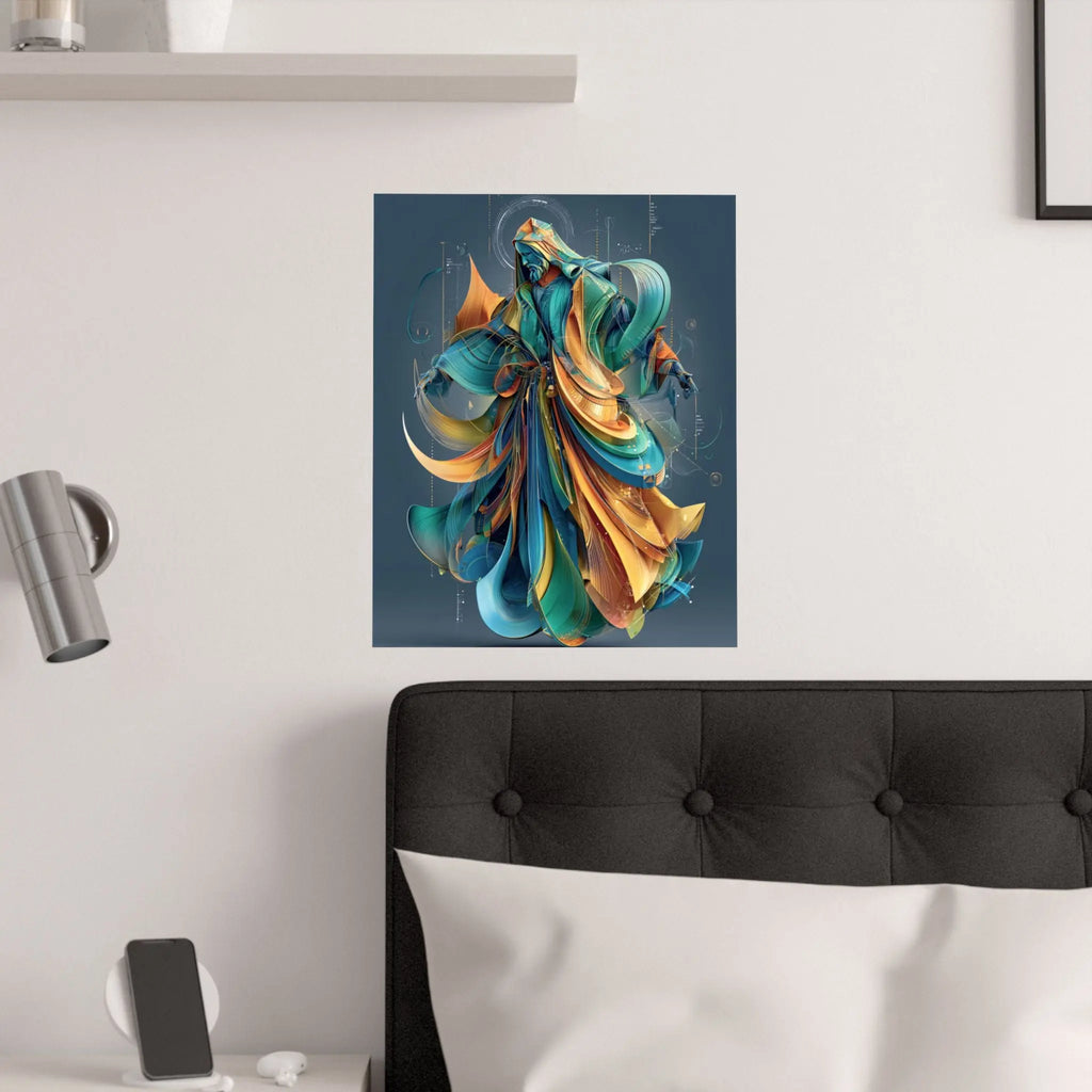 Satin Poster — Abstract Flowing Robe Digital Art (210gsm) Printify