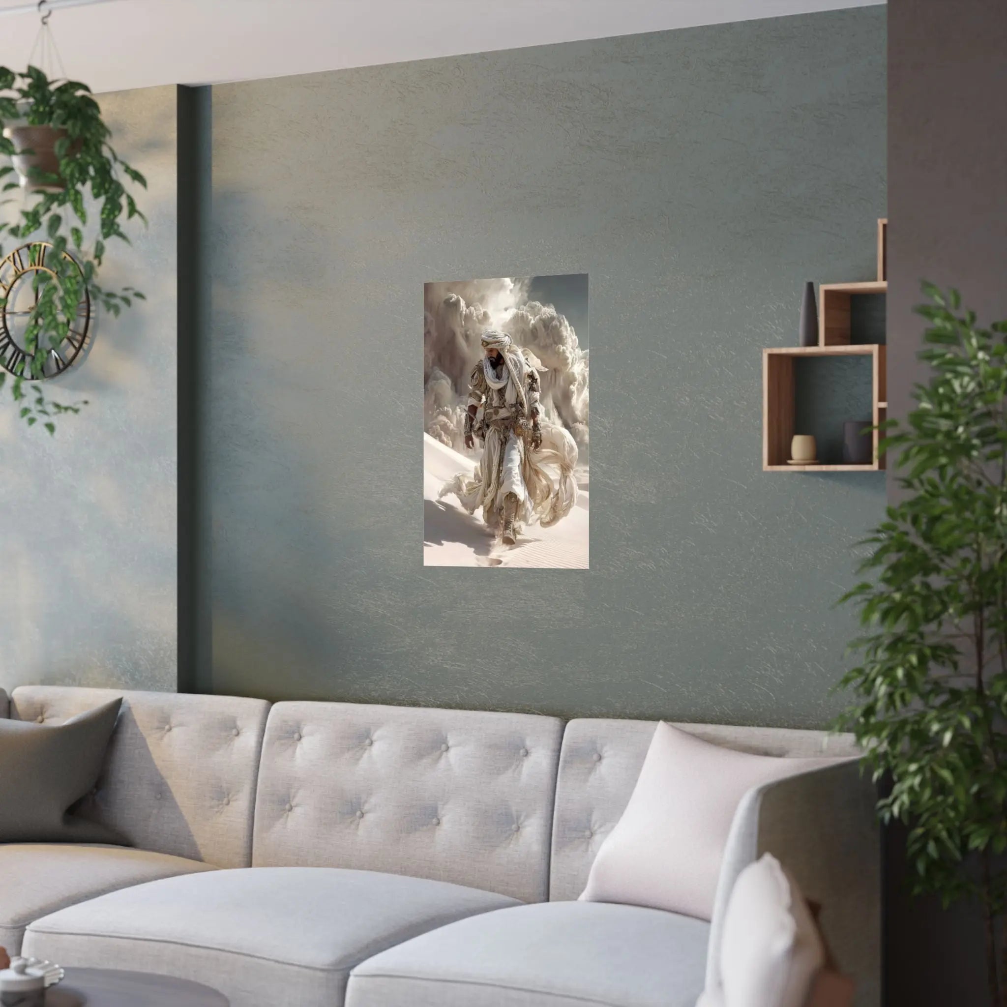 Desert Nomad Satin Poster — Dramatic Middle Eastern Wanderer Art Print Printify