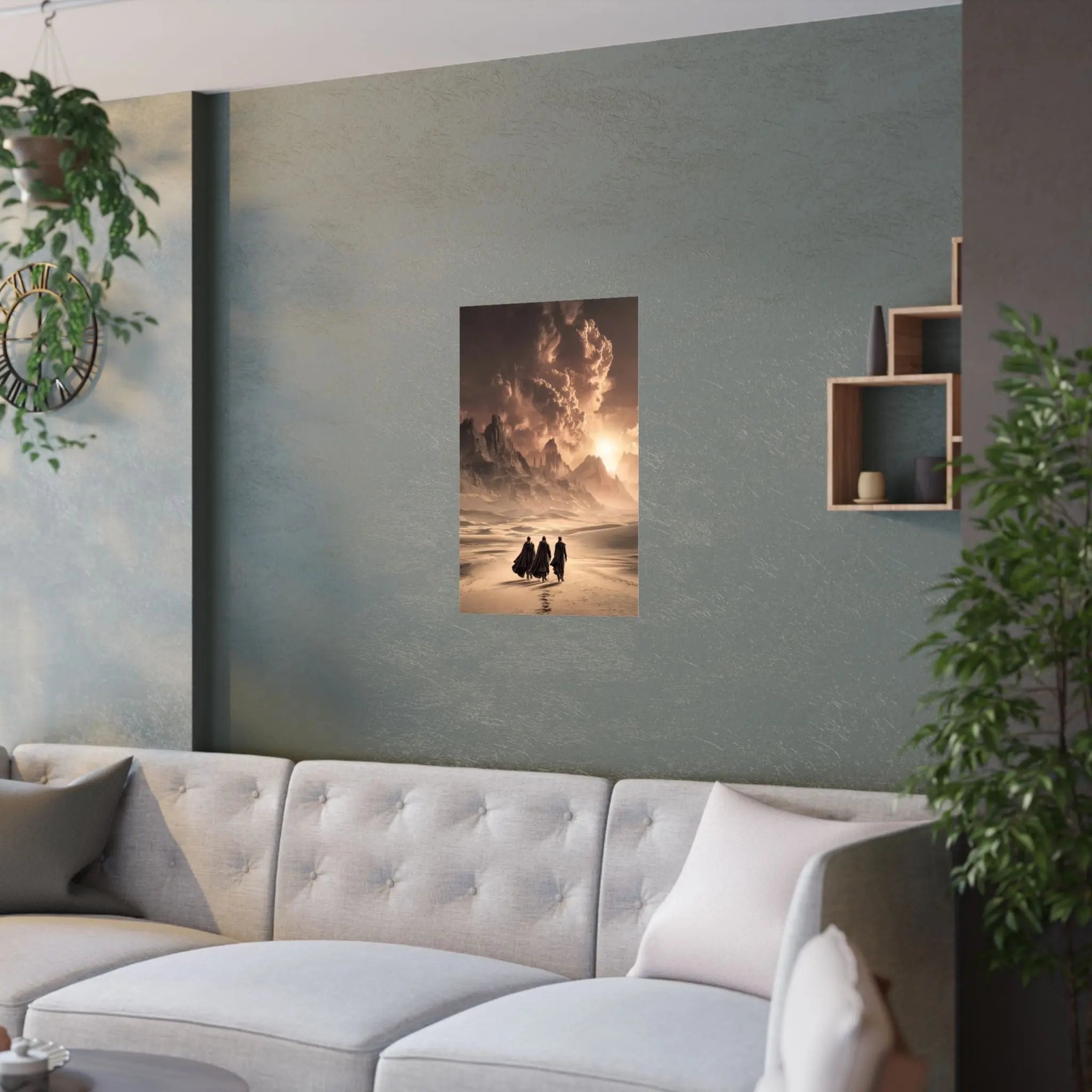 Satin Poster — Desert Pilgrims Fantasy Landscape Art Print Printify