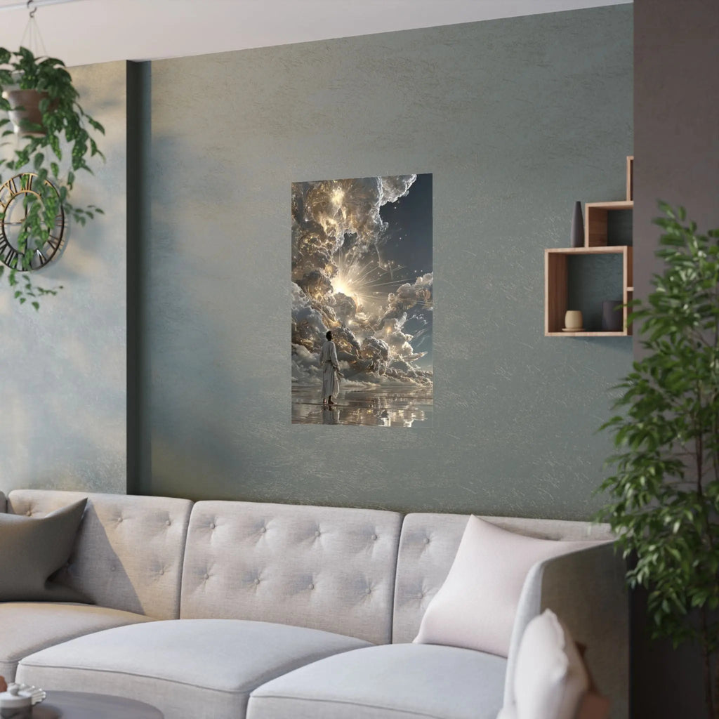 Satin Poster - Heavenly Light Surreal Art Print Printify
