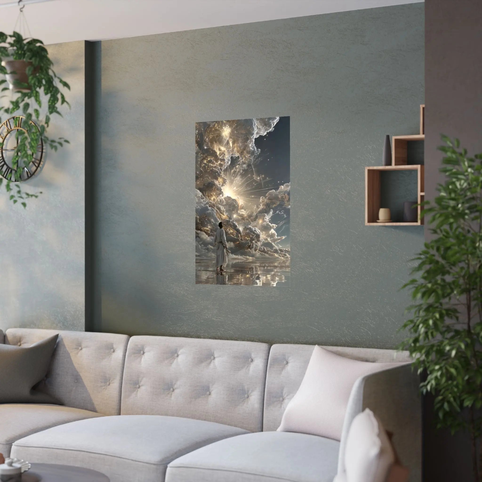 Satin Poster - Heavenly Light Surreal Art Print Printify