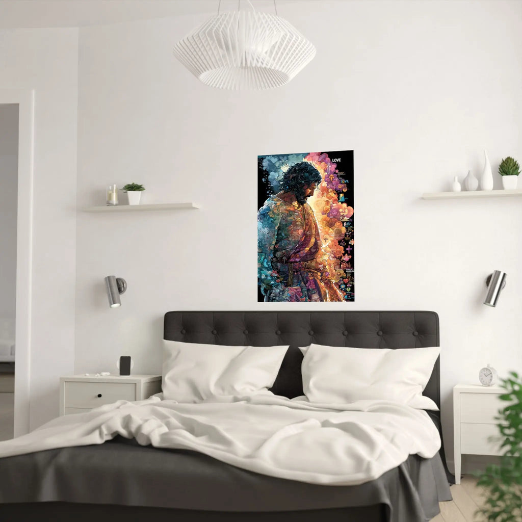 Satin Poster — Colorful Jesus Portrait Art Print (210gsm) Printify