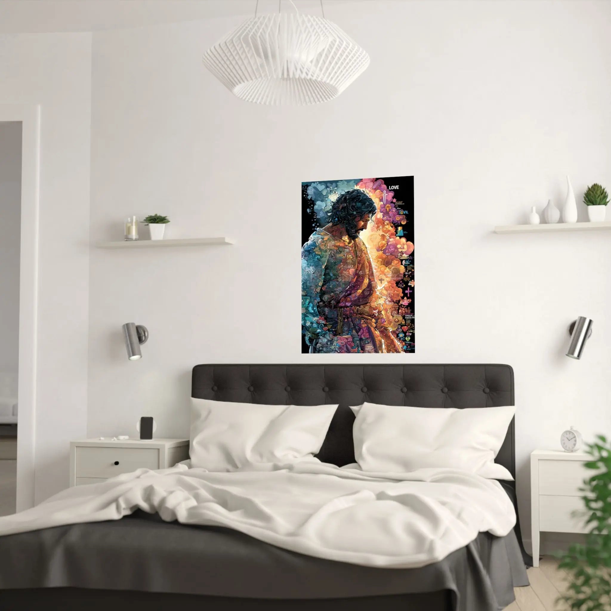 Satin Poster — Colorful Jesus Portrait Art Print (210gsm) Printify