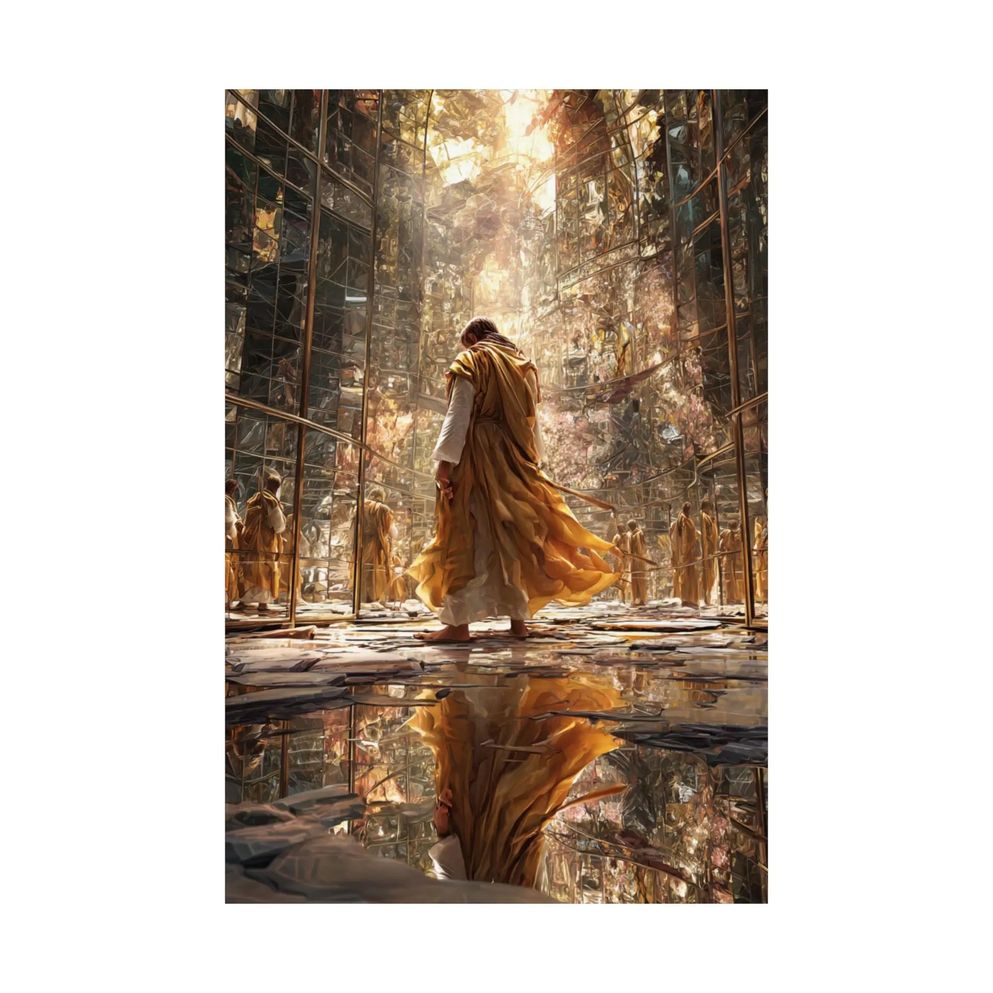 Satin Poster — Golden Monastery Reflection (210gsm) Printify