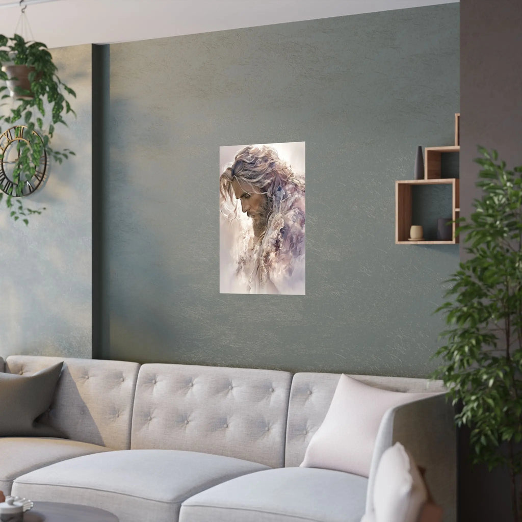 Satin Poster — Ethereal Jesus Figure Art Print (210gsm) Printify