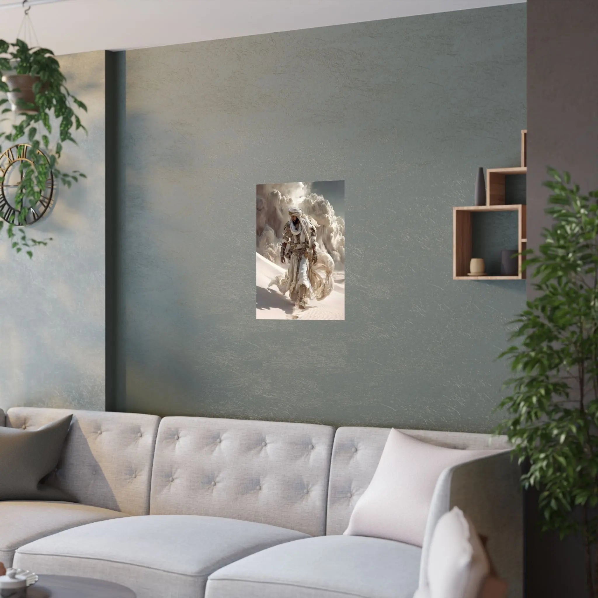 Desert Nomad Satin Poster — Dramatic Middle Eastern Wanderer Art Print Printify