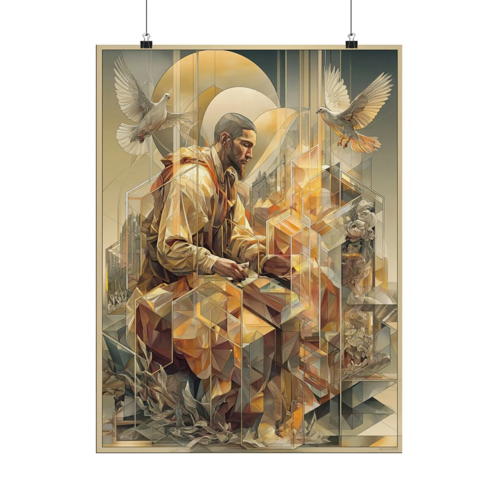 Satin Poster — Meditative Geometric Musician Art Print Printify