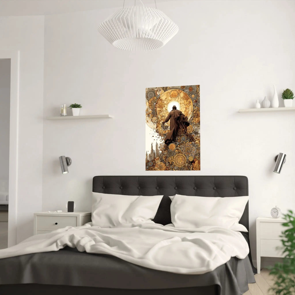 Satin Poster — Steampunk Jesus Ascension Art Print Printify