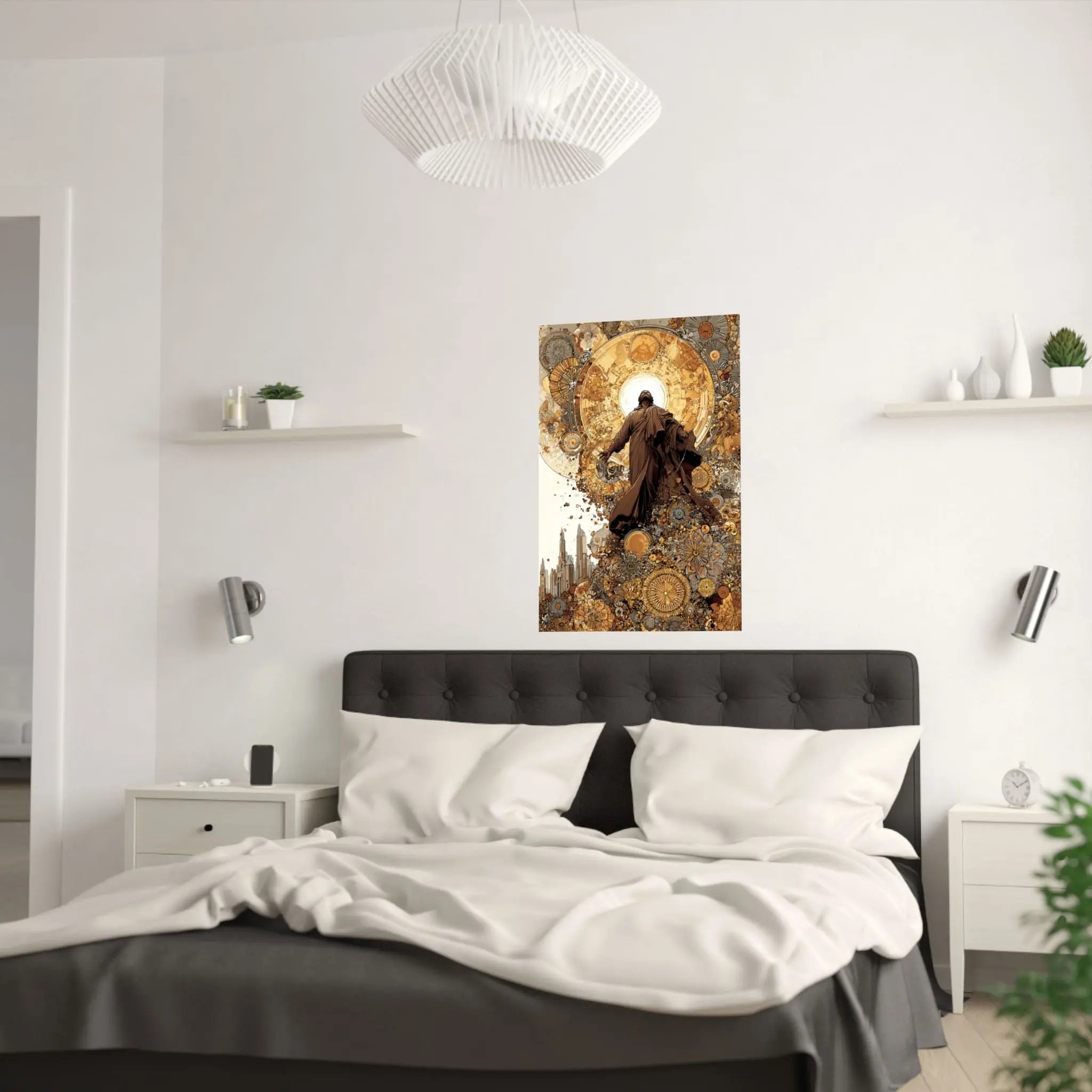 Satin Poster — Steampunk Jesus Ascension Art Print Printify