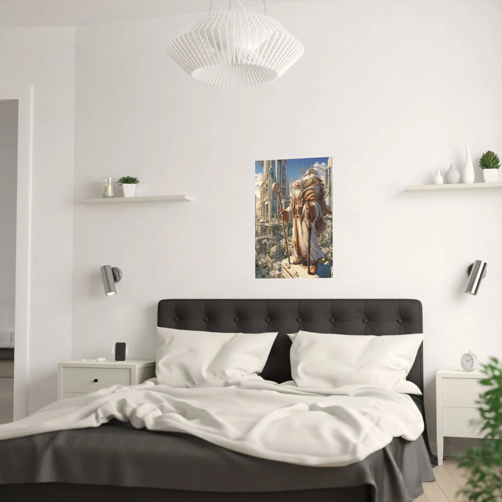 Satin Poster — Majestic High Priest in Golden City (210gsm) Printify