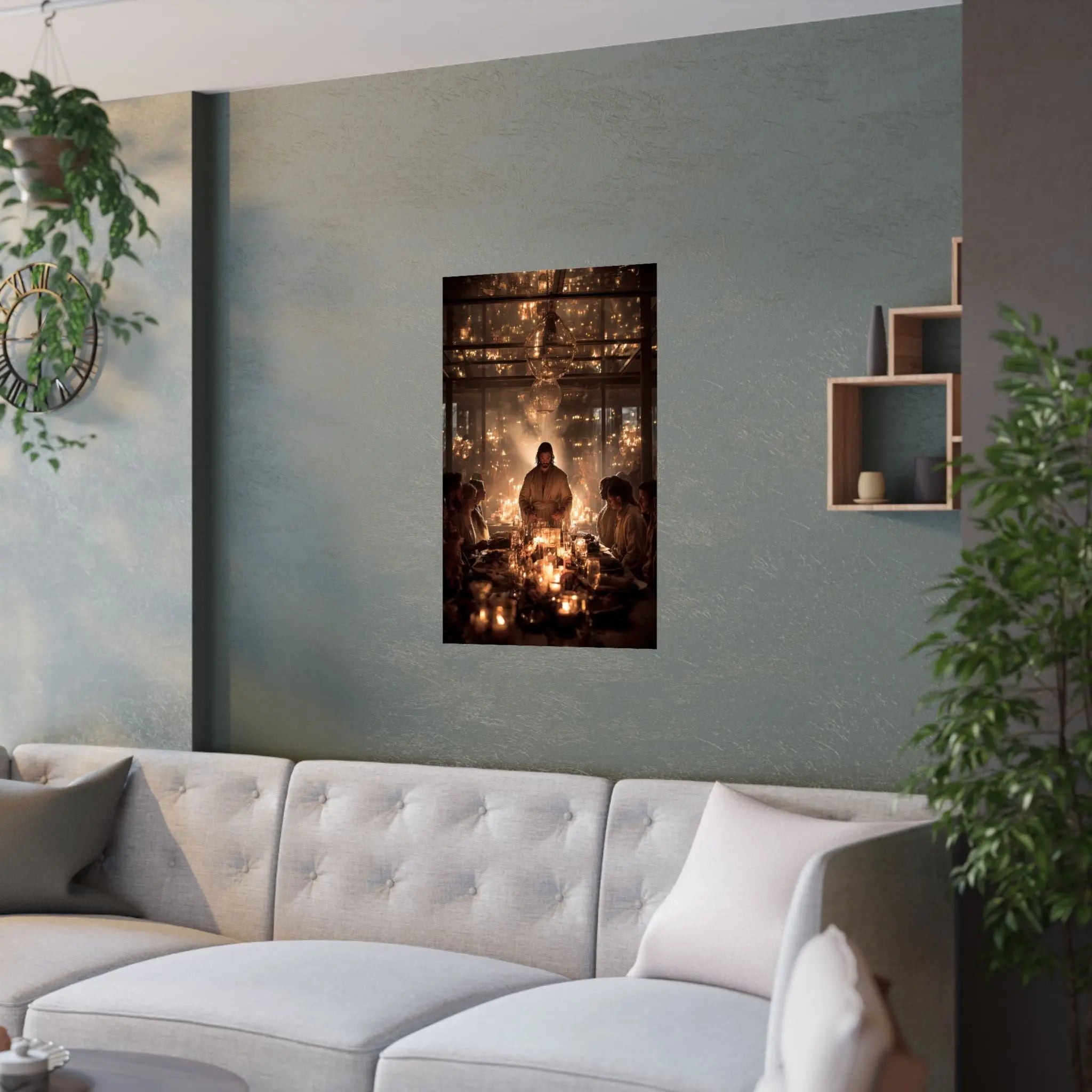 Satin Poster — Candlelit Dinner Scene Wall Art (210gsm) Printify