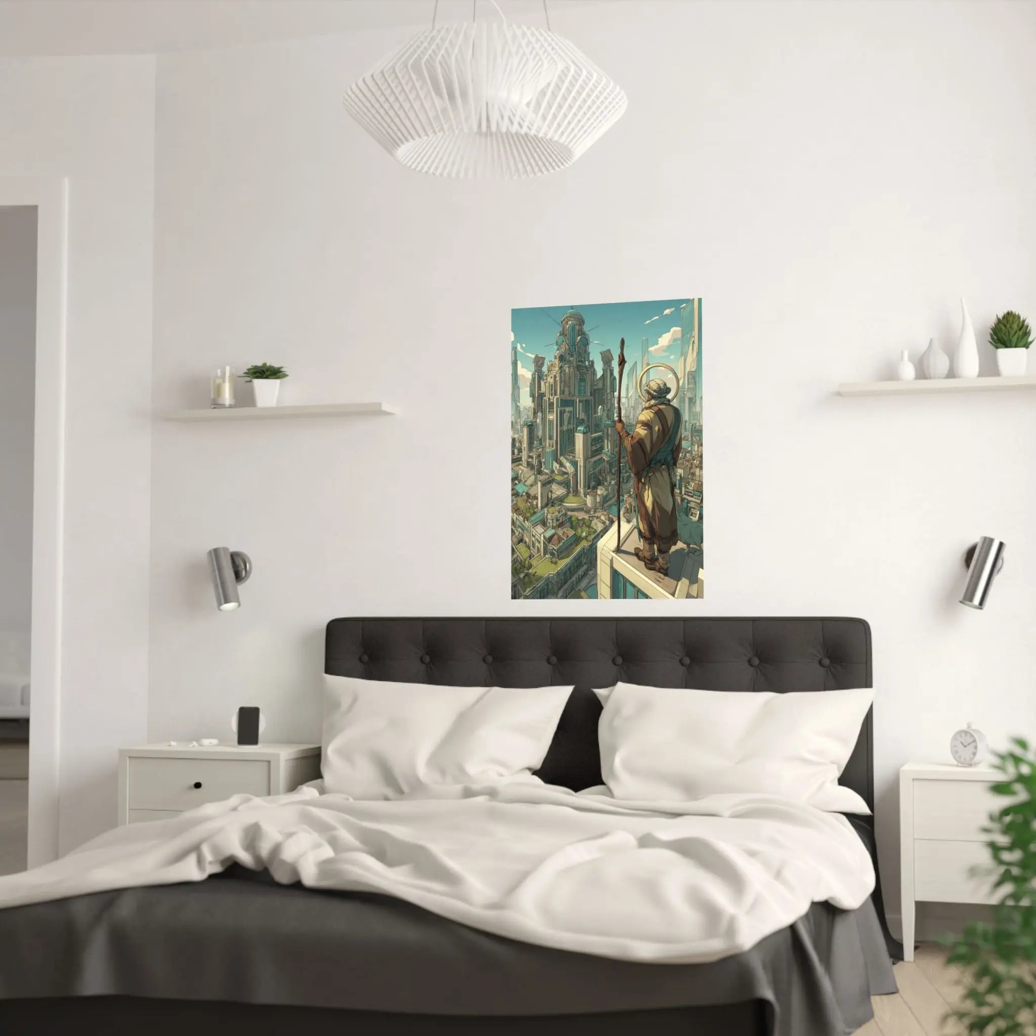 Satin Poster — City Sentinel Fantasy Art Print (210gsm) Printify