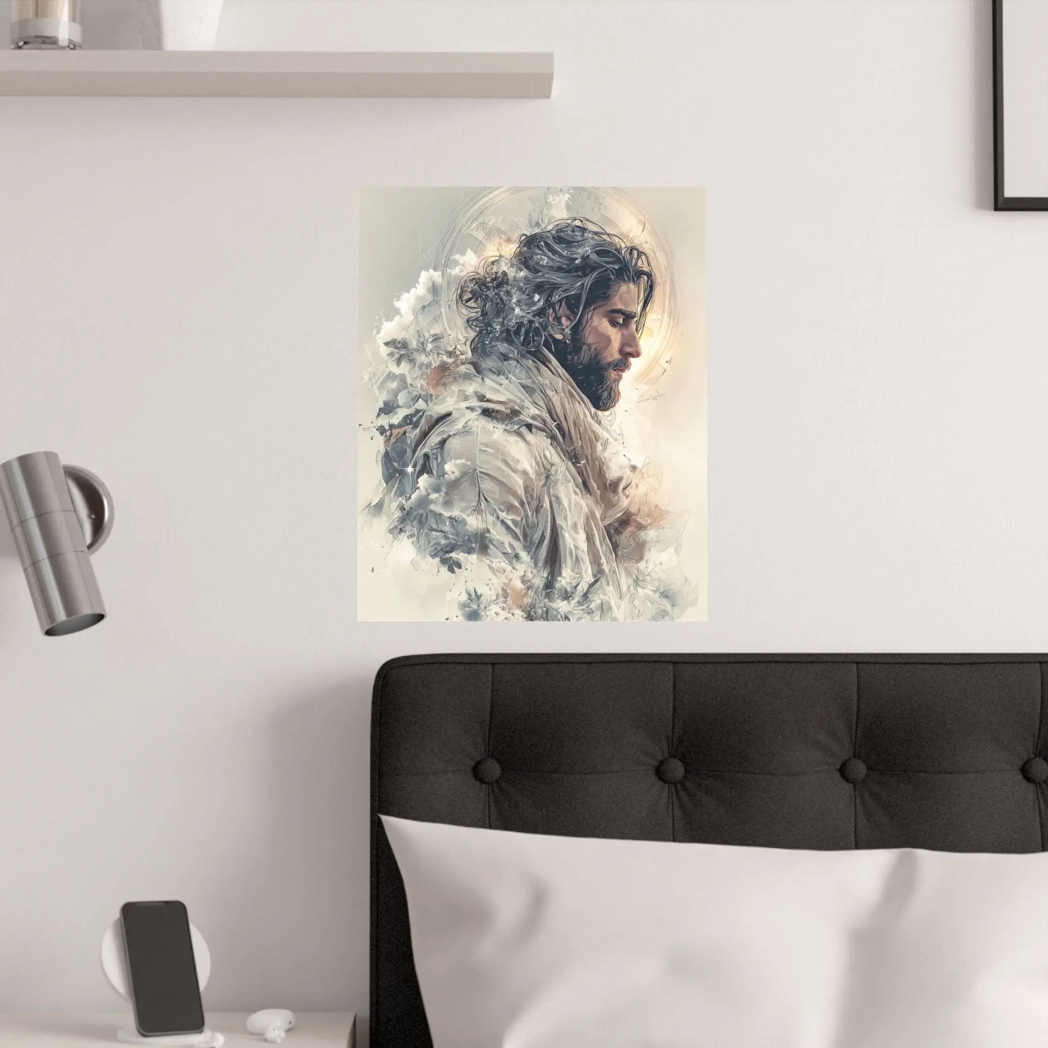 Satin Poster — Ethereal Jesus Portrait Art Print Printify