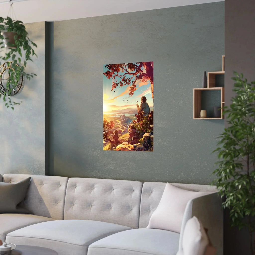 Satin Poster — Serene Sunrise Landscape Art Print Printify