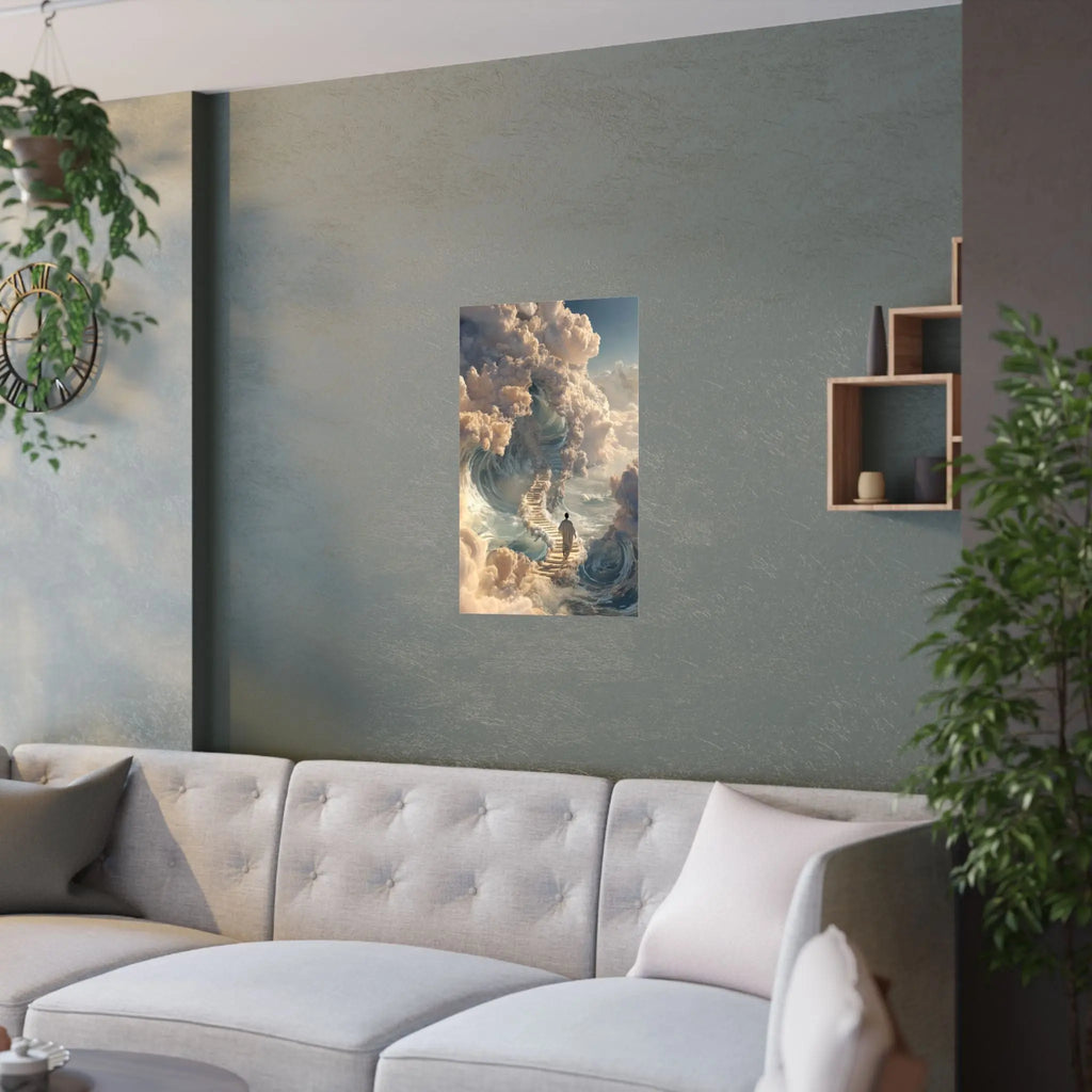 Satin Poster — Dreamy Stairway to the Clouds Wall Art Printify