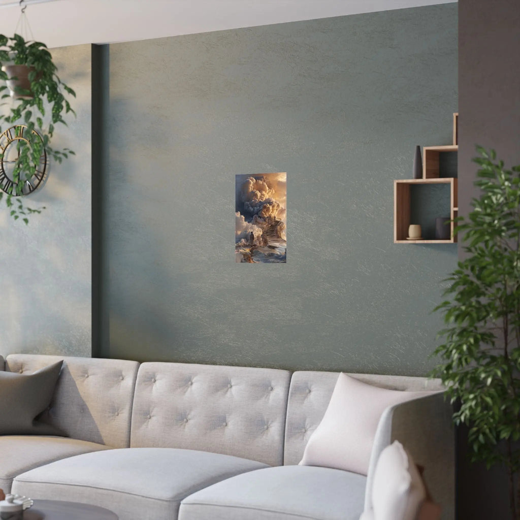 Satin Poster — Dreamy Cloud Stairway Wall Art (210gsm) Printify