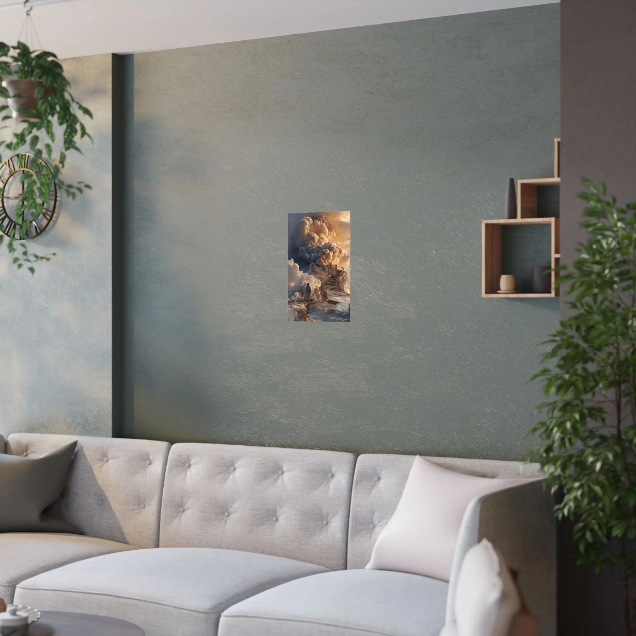 Satin Poster — Dreamy Cloud Stairway Wall Art (210gsm) Printify