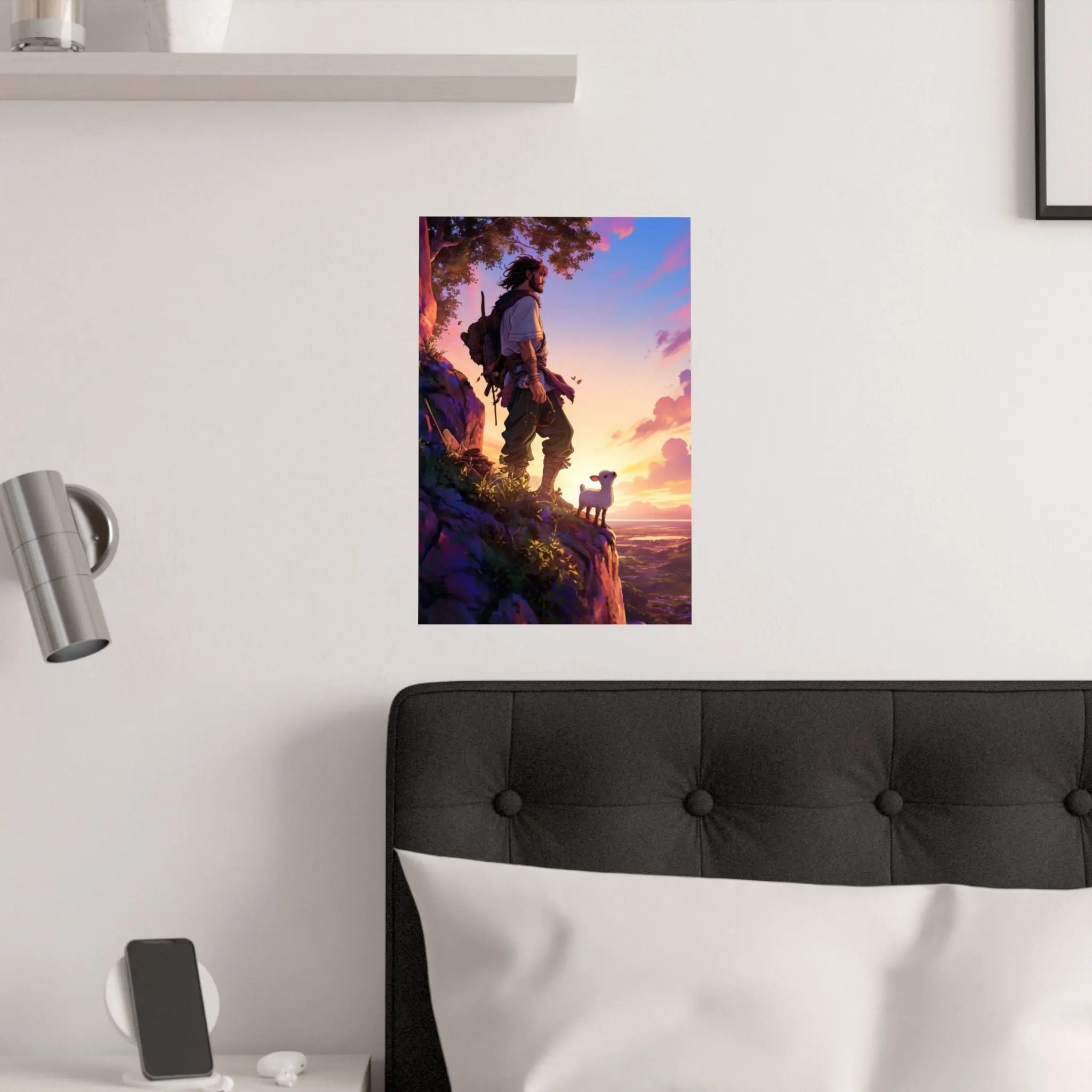 Satin Poster – Adventurer at Sunset Illustration (210gsm) Printify