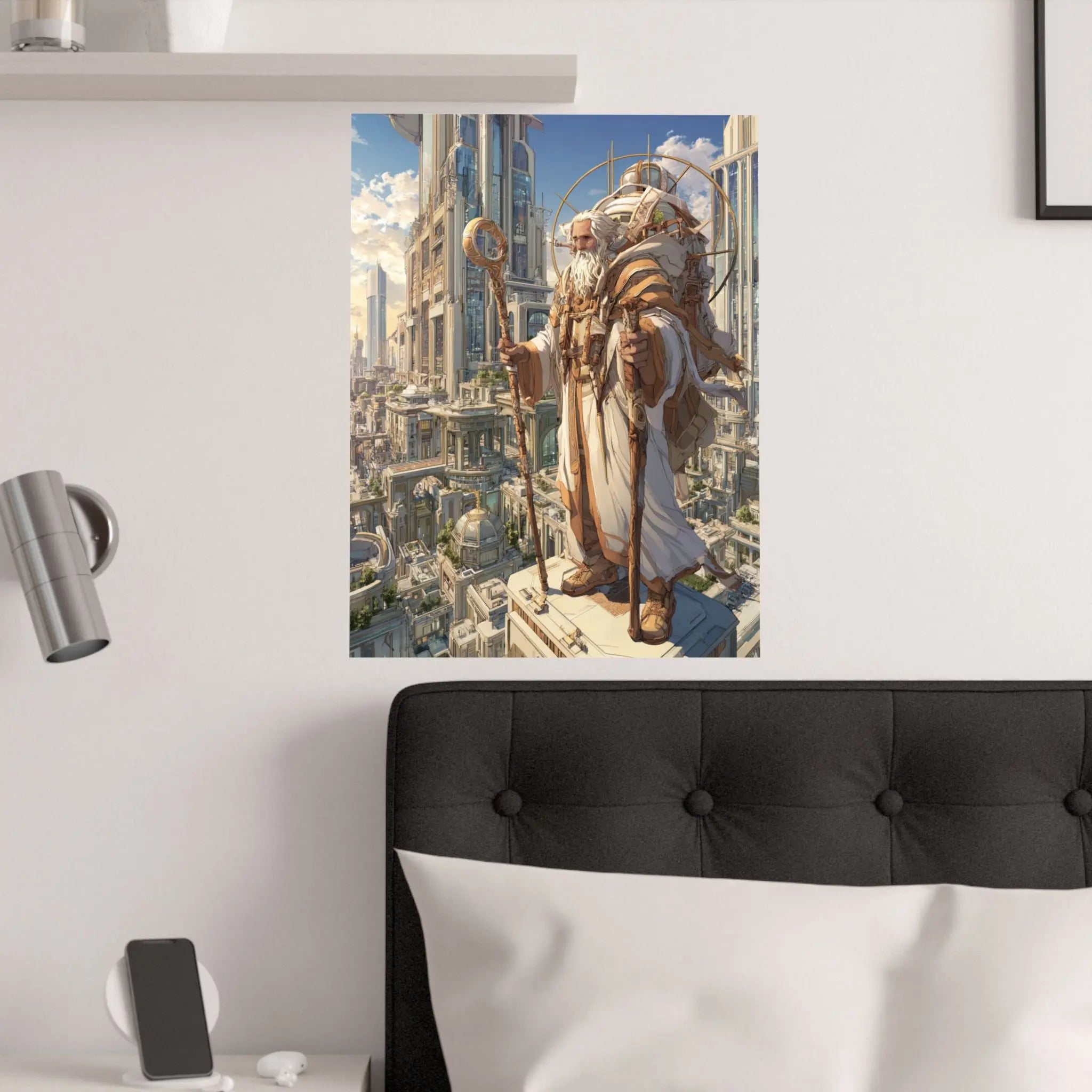Satin Poster — Majestic High Priest in Golden City (210gsm) Printify